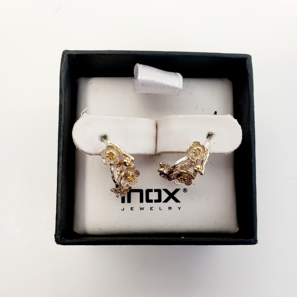 Gold Floral Hoop Earrings - Women